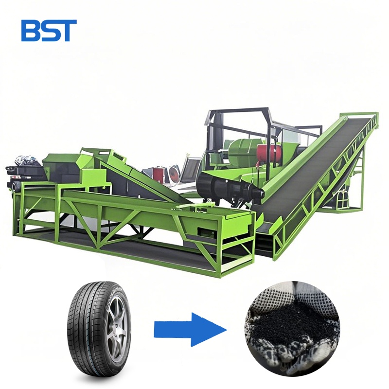 Waste tires recycling production line for the rubber particles